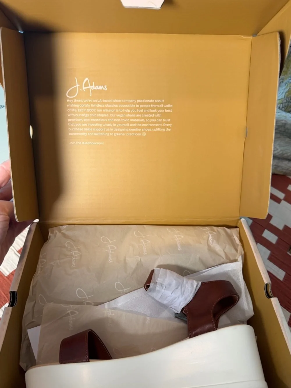 J. Adams Surf Platform Sandal Tan Vegan Leather Buckle Wedge 8.5 NWT
